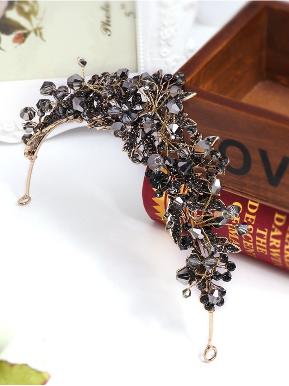 Crystal Beaded Black Statement Headband